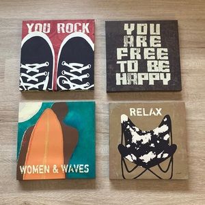 Motivational Art Canvas, set of 4